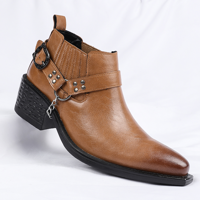 Shoes Heels Men - New Brown /Black Cow Leather Boots