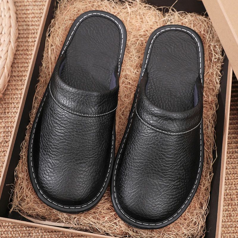 Men'S Shoes Size 42 In Us - Home Leather Slippers Men and Women