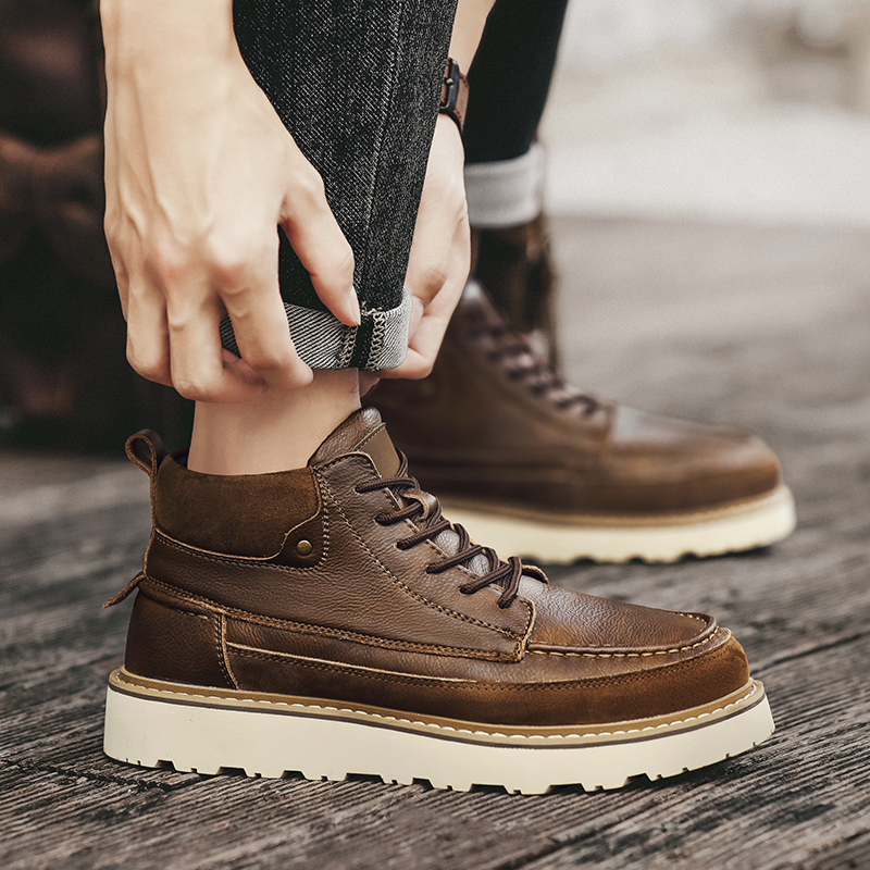 Men Brown Fleece Lined Warm Hi - đánh giá và giá Men'S Shoes For Work